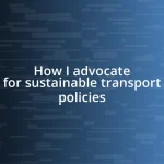 How I advocate for sustainable transport policies