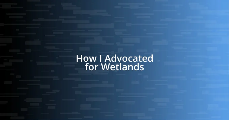 How I Advocated for Wetlands