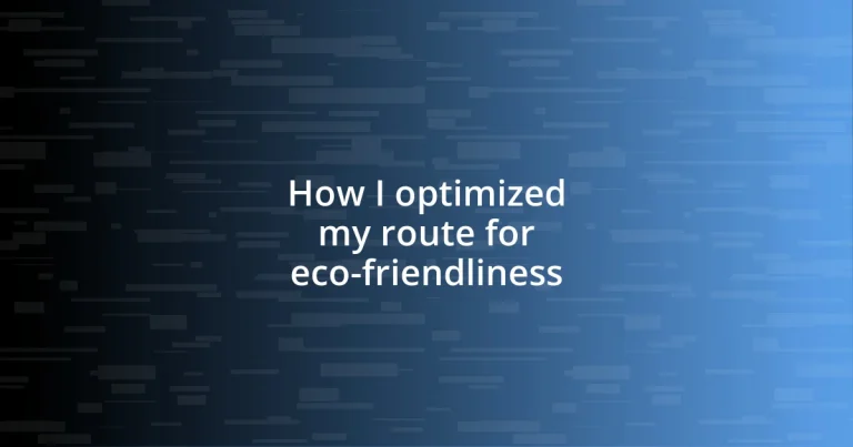 How I optimized my route for eco-friendliness