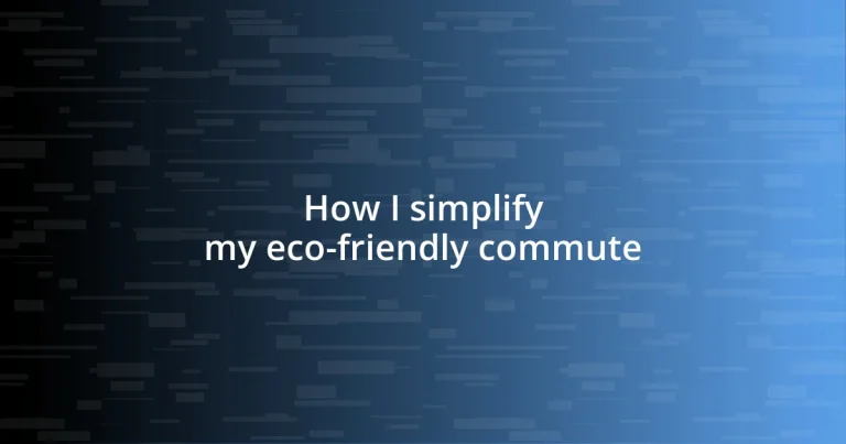 How I simplify my eco-friendly commute