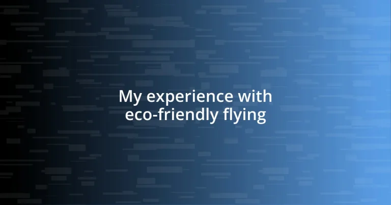 My experience with eco-friendly flying