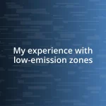 My experience with low-emission zones