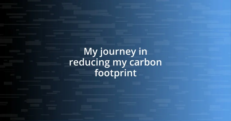 My journey in reducing my carbon footprint