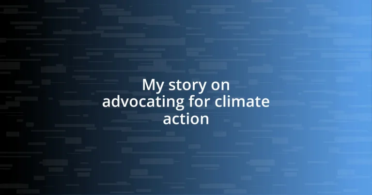 My story on advocating for climate action