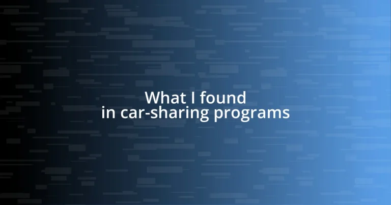 What I found in car-sharing programs