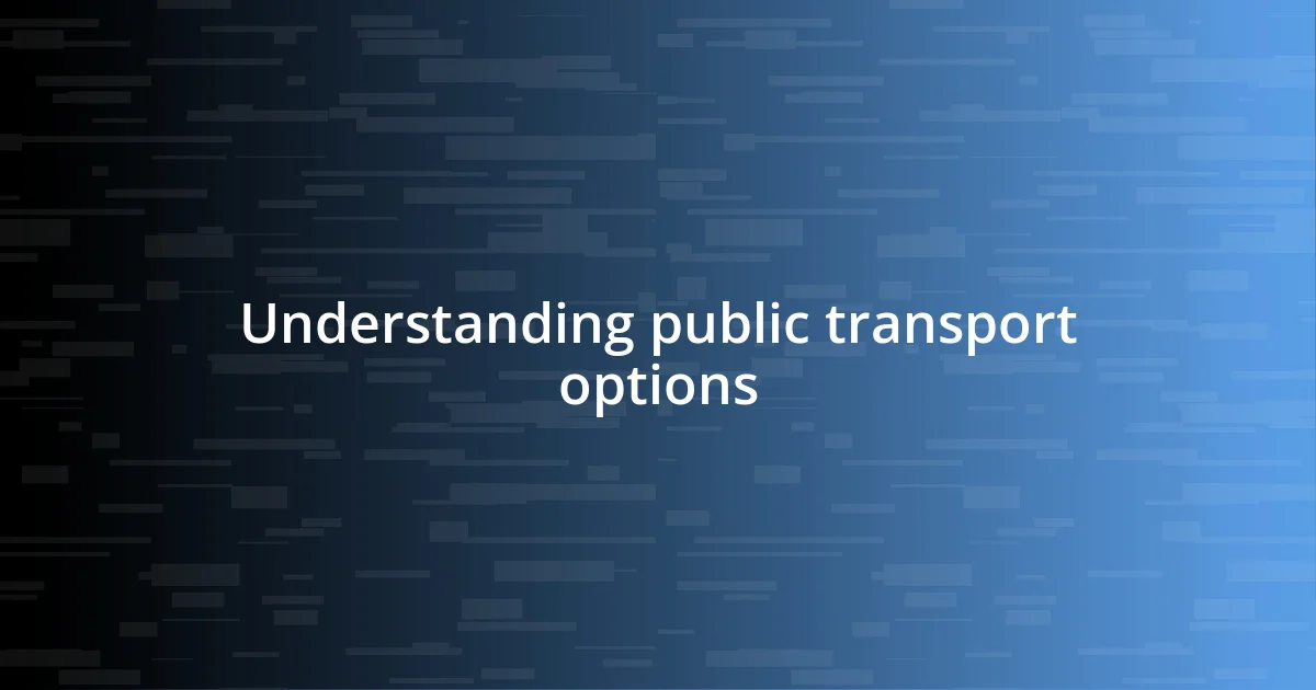 Understanding public transport options