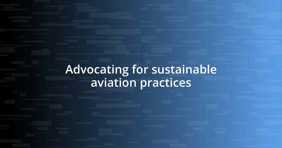 Advocating for sustainable aviation practices