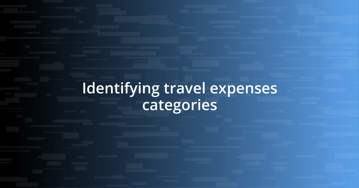 Identifying travel expenses categories