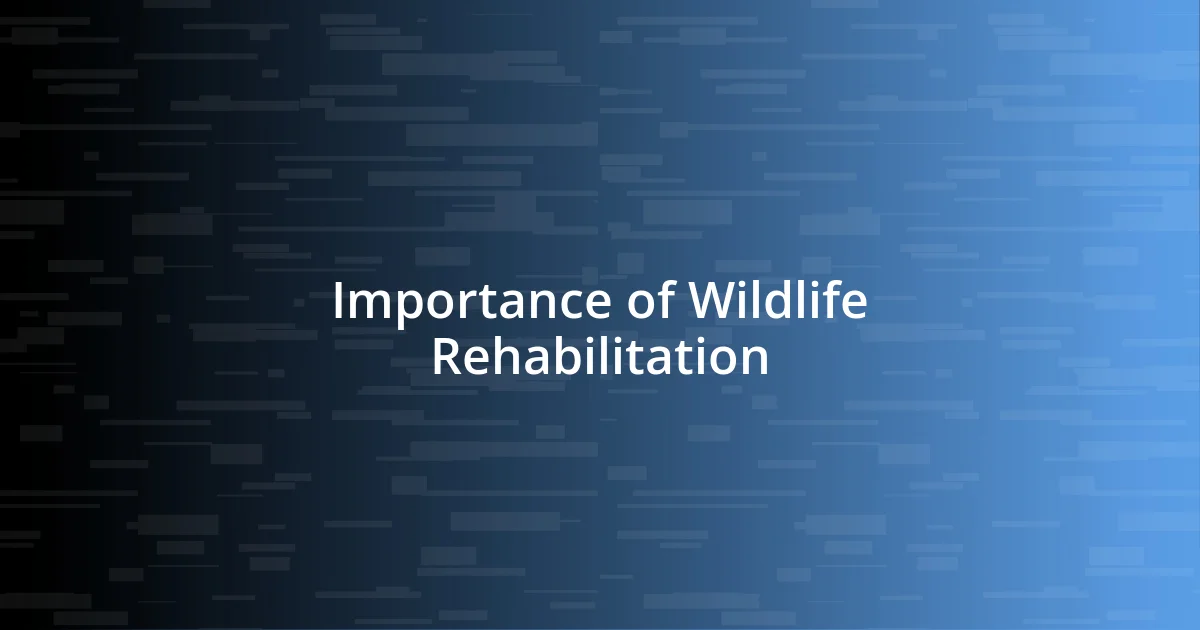 Importance of Wildlife Rehabilitation