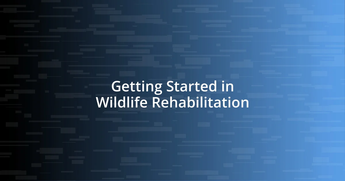 Getting Started in Wildlife Rehabilitation