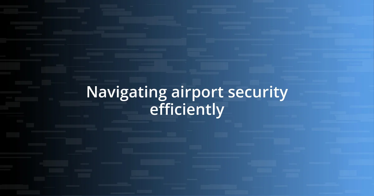 Navigating airport security efficiently