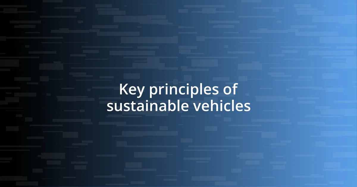 Key principles of sustainable vehicles