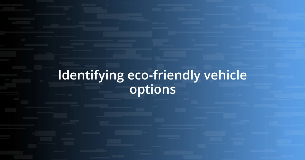 Identifying eco-friendly vehicle options