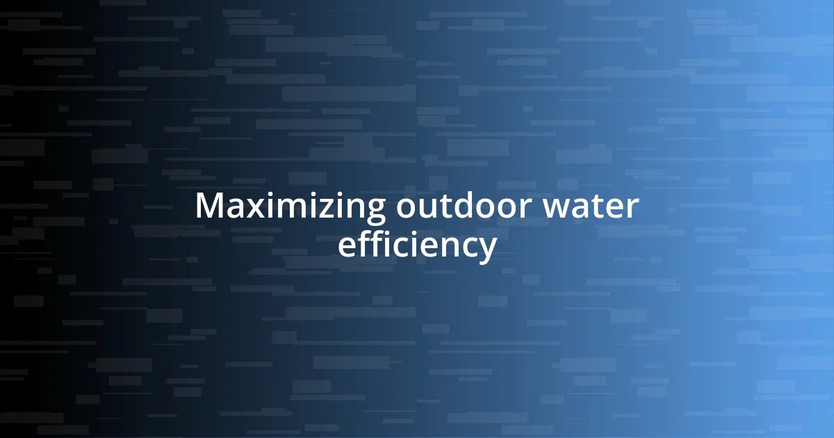 Maximizing outdoor water efficiency