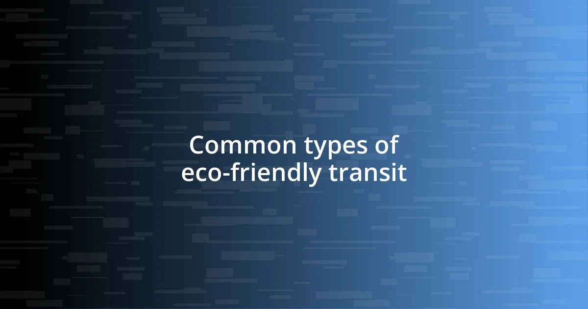 Common types of eco-friendly transit