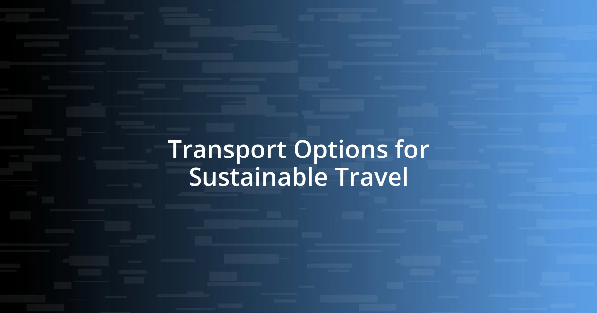 Transport Options for Sustainable Travel